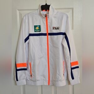 Fila BNP Paribas Open Tennis Men's Jacket Windbreaker White Full Zip Mock Neck